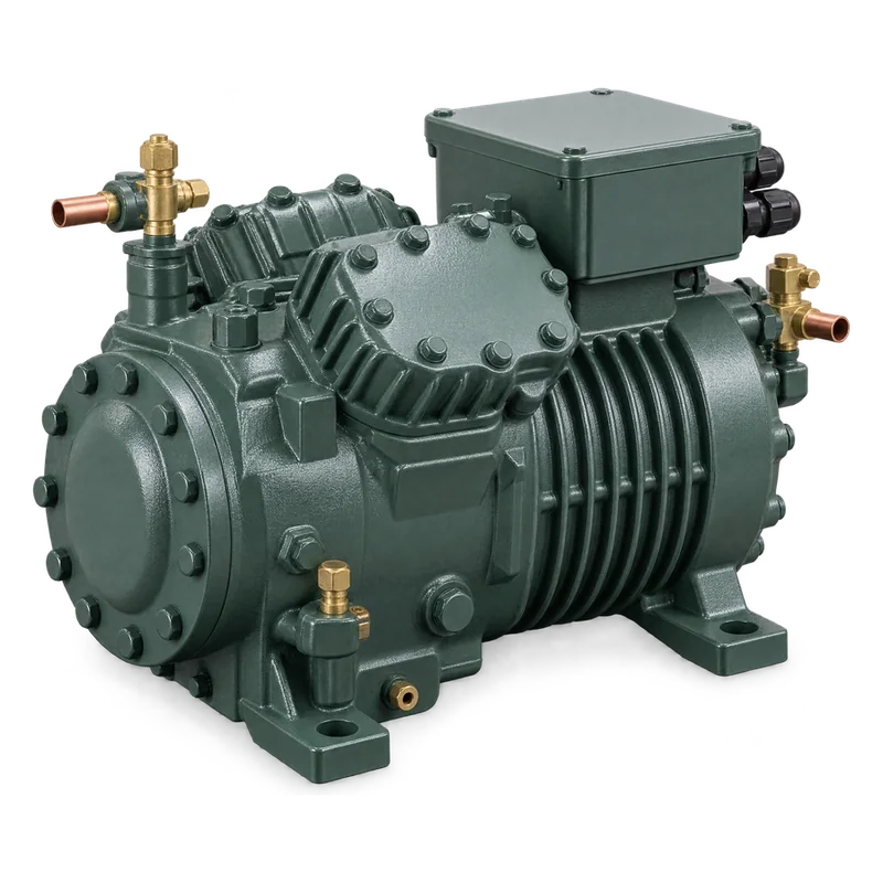 Semi-hermetic reciprocating refrigeration compressor
