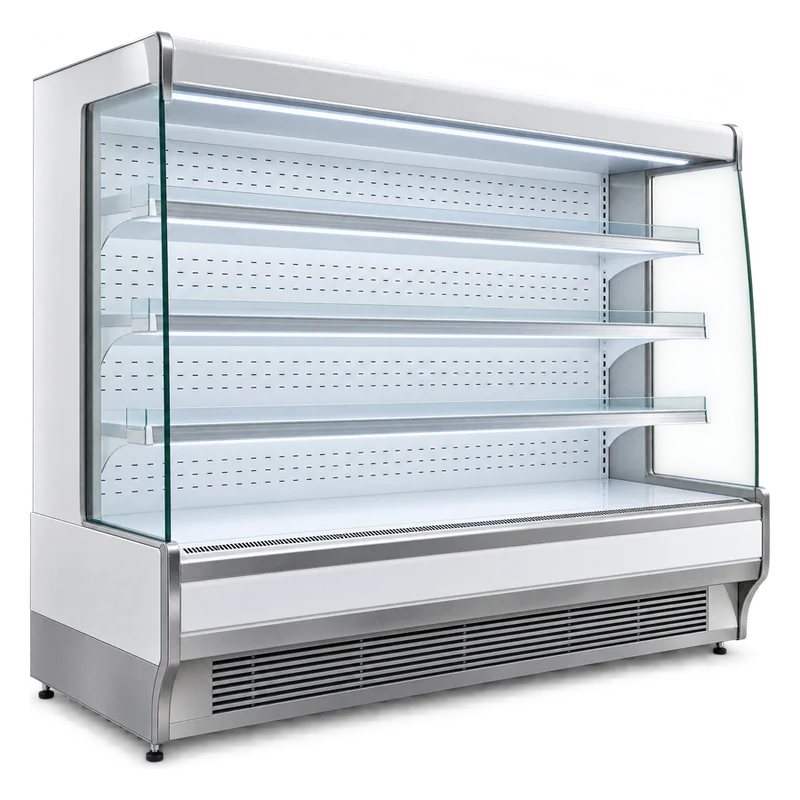 Open multideck refrigerated display case