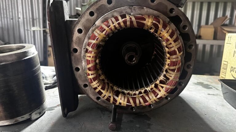 Inspecting the motor stator windings
